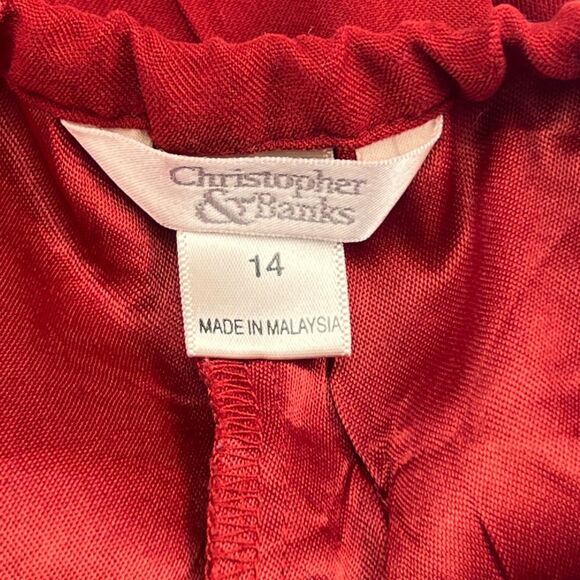 Christopher Banks Skirt 14 Solid Tomato Red Flowy Midi A Line Essential Skirt - Picture 9 of 11